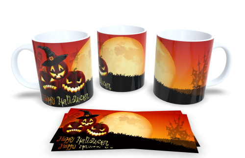 🦇 Caneca Halloween em Porcelana – Estampa Exclusiva de Personagem Fantasmagórico Halloween # - Produto Original