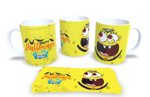 🎃 Caneca de Porcelana Dia das Bruxas – Estampa Criativa de Personagem Halloween Halloween # - Produto Original