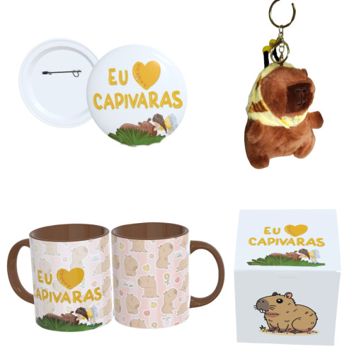 🦫kit Presente Capivara – Caneca + Pelúcia + Botton + Caixa Decorada - Capivara - #