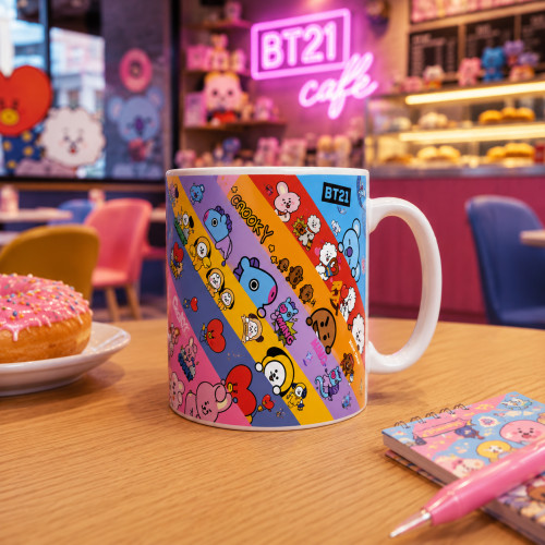 Caneca de Porcelana FanArt 325 ml - BTS / BT21 Model 2 BTS # - Produto Original