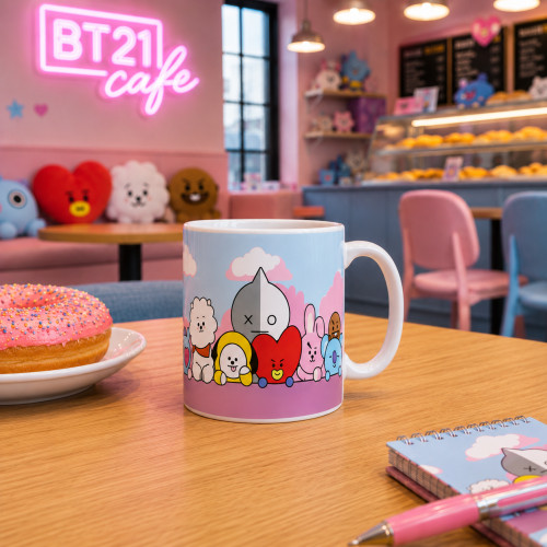 Caneca de Porcelana FanArt 325 ml - BTS / BT21 Model 3 BTS # - Produto Original