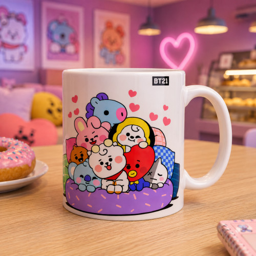Caneca de Porcelana FanArt 325 ml - BTS / BT21 Model 6 BTS # - Produto Original