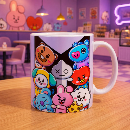 Caneca de Porcelana FanArt 325 ml - BTS / BT21 Model 4 BTS # - Produto Original