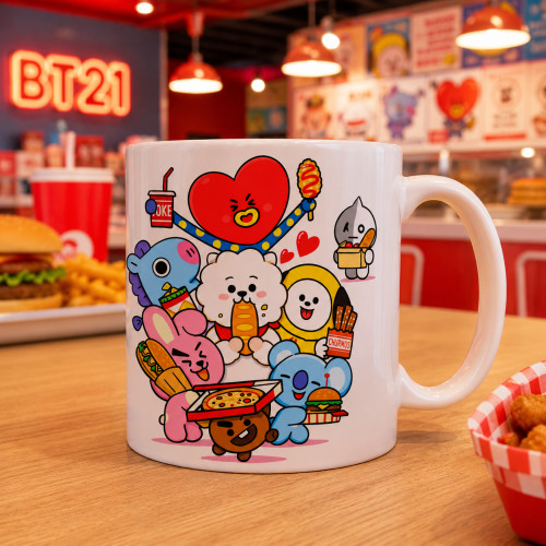 Caneca de Porcelana FanArt 325 ml - BTS / BT21 Model 7 BTS # - Produto Original