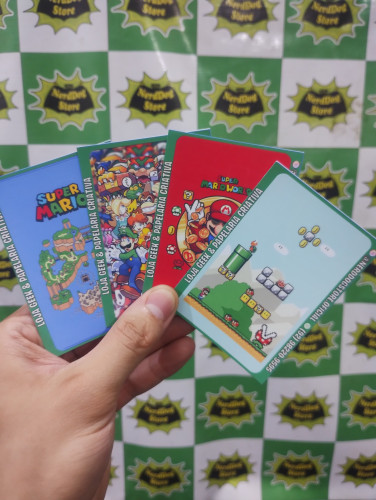 KIT 4 Adesivos  Película p/ Cartões Mario World Luigi Yoshi Toad Clássico - NerdDog Store Nenhuma # - Produto Original