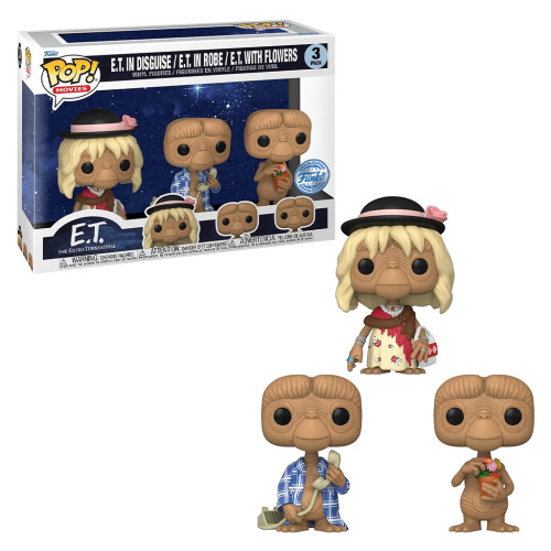 FUNKO POP MOVIES ET 40TH ANNIVERSARY 3-PACK - E.T. IN DISGUISE / E.T. IN ROBE / E.T. WITH FLOWERS (65051) Movies #65051 - Produto Original