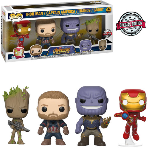 Funko Pop Exclusive - Iron Man / Captain America / Thanos / Groot (4 Pack)-Marvel Avengers Infinity War-1
