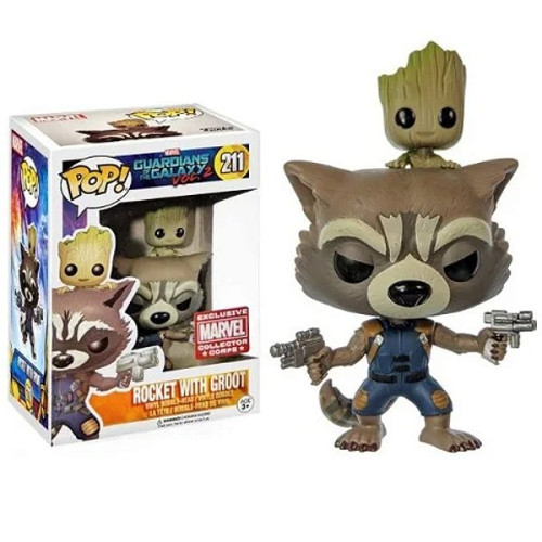 Funko Pop! Rocket W/ Groot Marvel Collector Corps Guardians Of The Galaxy Vol. 2 #211 - Produto Original