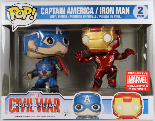 Funko Pop! Captain America / Iron Man Civil War Exclusivo Collector Corps Marvel 2 Pack Marvel #2 - Produto Original