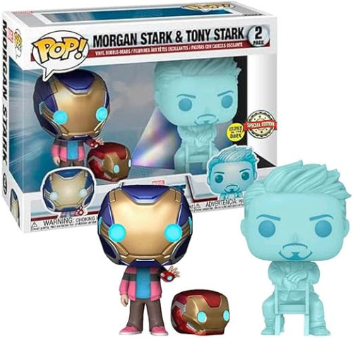 Funko Pop! Marvel Homem de Ferro / Iron Man Morgan Stark & Tony Stark 2 Pack Exclusivo Glow Vingadores - Ultimato #2 - Produto Original