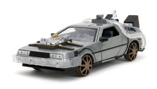 Carro Delorean c/ Rodas de Trem - Time Machine c/ Luz - Back to the Future III-De Volta Para O Futuro-