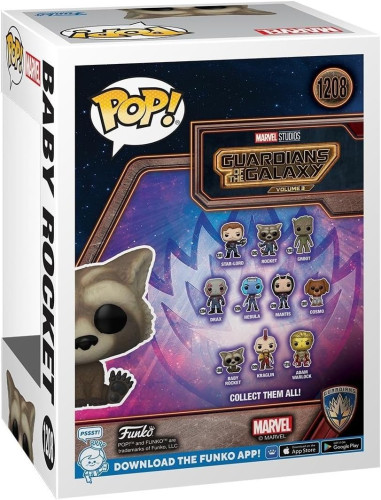 POP! MARVEL – GUARDIÕES DA GALAXIA - BABY ROCKET #1208 – FUNKO-Guardiões Da Galáxia Vol 3-1208
