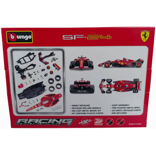 Action Figures Kit p/ Montar Bburago Ferrari SF-24 F1 Racing 2024 Charles Leclerc 16 1/24 c/ Piloto - Ferrari SFR Team - #