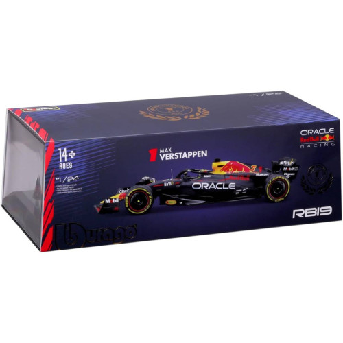 Action Figures Miniatura Bburago Oracle Red Bull Racing RB19 F1 2023 Max Verstappen 1 1/24 c/ Piloto - Oracle Red Bull Racing - #