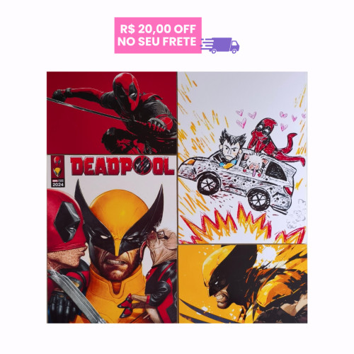 Quadro/ Pôster Mosaico Deadpool & Wolverine - 4 Peças Personalizado # - Produto Original