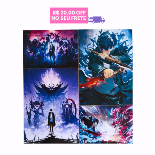 Quadro/ Pôster Mosaico Solo Leveling  - 4 Peças Personalizado # - Produto Original