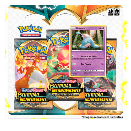 Triple Pack Pokémon TCG Escuridão Incandescente - Hatenna-Pokemon TCG-