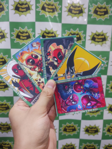 KIT 5 Adesivos Película p/ cartão Marvel - NerdDog Store - Wolverine Deadpool Spiderman Aranha Nenhuma # - Produto Original