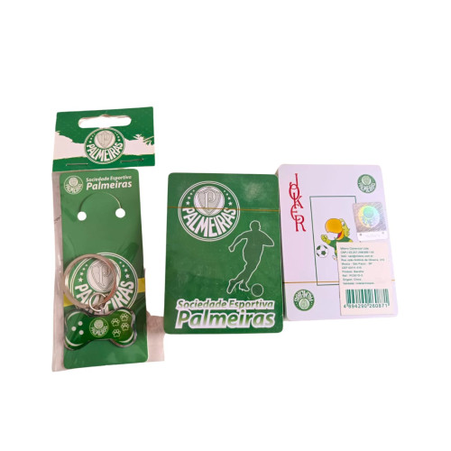 1 Chaveiro formato ossinho Palmeiras + set de baralho do Palmeiras licenciados Futebol # - Produto Original