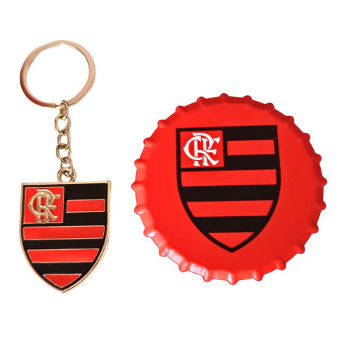 1 Chaveiro metal escudo Flamengo + 1 ímã geladeira licenciados Futebol # - Produto Original