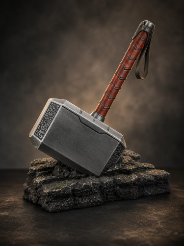Martelo Thor Mjolnir Marvel 44cm Com Suporte 1/1 Hammer Head Em Aço Marvel # - Produto Original