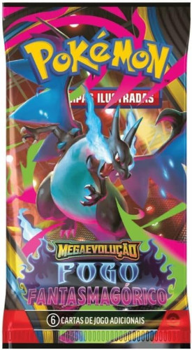 1 Pacote De Booster Com 6 Cartas Originais Da Coleção Megaevolução: Fogo Fantasmagórico Lacrado Pokemon # - Produto Original