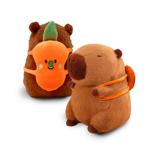 Brinquedo Capivara Mochila De Frutinha Grande Fofa | Pelúcia Mochila:Cenoura- -