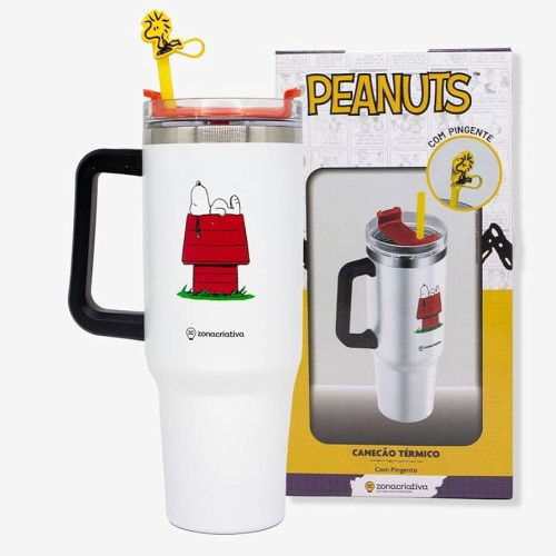 Canecão Tumbler e Pingente Snoopy e Woodstock | Térmico- -