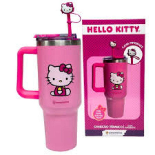 Canecão Tumbler e Pingente Hello Kitty | Térmico Sanrio- -