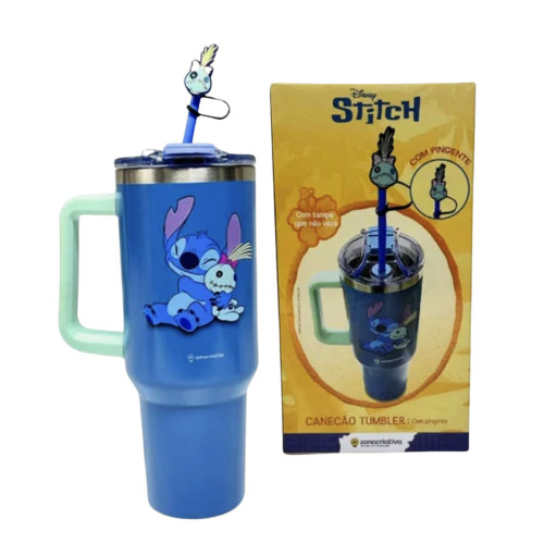 Canecão Tumbler e Pingente Stitch e Xepa | Térmico Disney- -