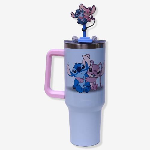 Canecão Tumbler e Pingente Stitch e Angel | Térmico Disney- -
