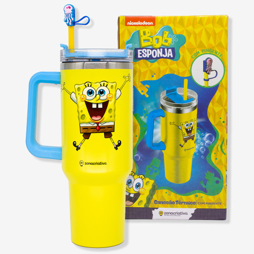 Canecão Tumbler e Pingente Bob Esponja | Térmico Nickelodeon   # - Produto Original