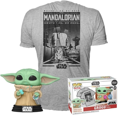 Box Grogu With Cookies Flocked 465 + Camiseta (tam M) Funko Pop Baby Yoda Star Wars Mandalorian Tees Exclusivo - Star Wars - #465 - Funko Pop - #465 - FUNKO POP  #465