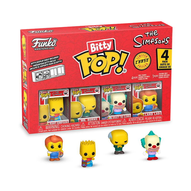 Bitty Pop! Os Simpsons Bart Simpson Mr. Burns Krusty the Clown Lard Lad 4 Pack   # - Produto Original