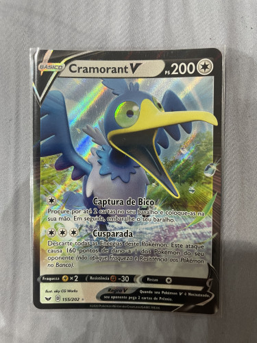 Carta Pokémon Tcg - Cramorant V (155/202) - Espada E Escudo - Pokemon Copag # - Produto Original