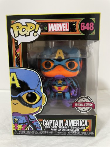 Funko Pop Captain America - Exclusivo Black Light - Marvel - #648 FUNKO POP #648 - Produto Original