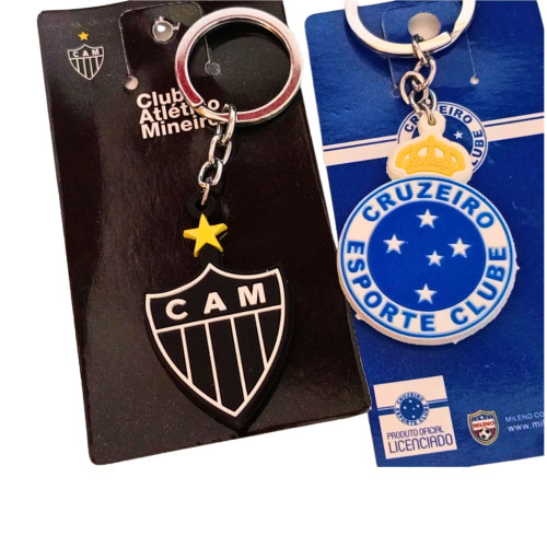 2 Chaveiros Borracha Oficiais Licenciados: 1 Atlético-mg E 1 Cruzeiro Futebol # - Produto Original