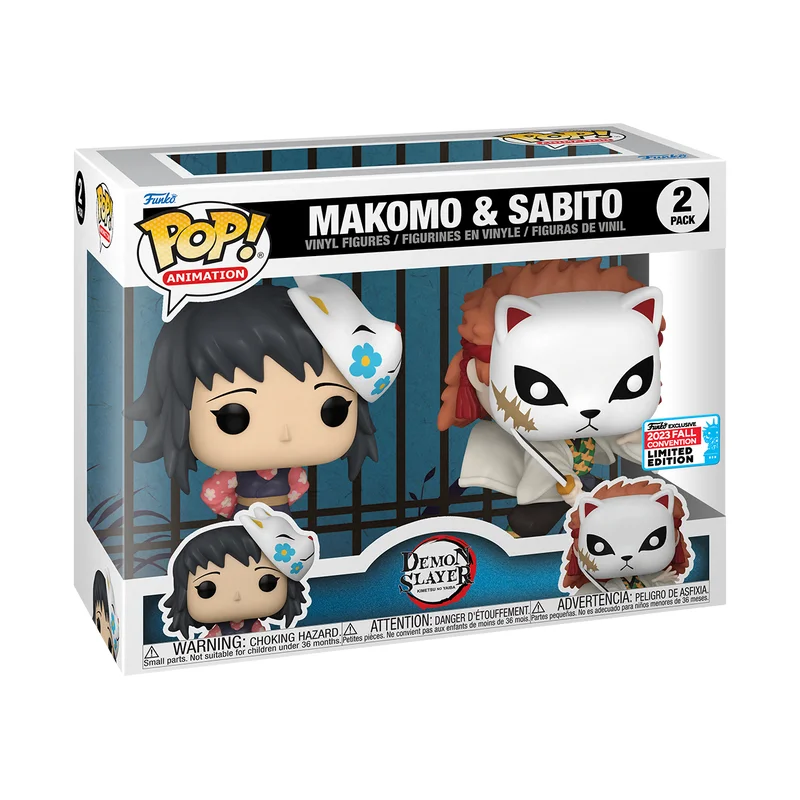 Funko Pop 2 Pack Makoto & Sabito 2023 Fall Convention (detalhe Na Caixa) Demon Slayer #02 - Produto Original