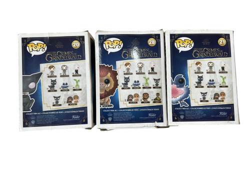 Kit c/3  Pops Animais Fantásticos Matagot, Chupacabra  e Zouwu - Caixas Amassadas - Fantastic Beasts - The Crimes Of Grindelwald - #20