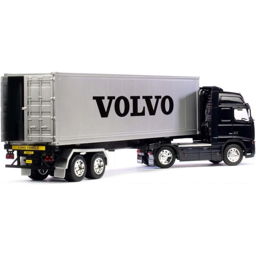 Action Figures Miniatura Welly Caminhao Volvo FH 12 C/ Bau Transporter 1/32 Die-Cast Preto - Welly Transporter - #
