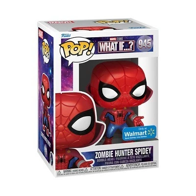 Funko Pop Zombie Hunter Spidey - Only At Walmart - Metallic - #945 Marvel What If