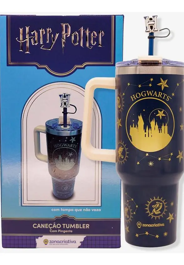 CANECAO TUMBLER C/PINGENTE 1,15LT HOGWARTS CASAS   # - Produto Original
