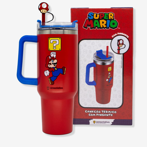 CANECAO TUMBLER C/PINGENTE 1,15LT SUPER MARIO  Ean :7908623020753   # - Produto Original