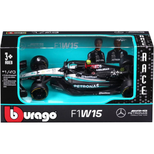 Action Figures Miniatura Bburago Mercedes-AMG F1 W15 E Race 2024 Lewis Hamilton 44 1/43 - F1 AMG Mercedes-Benz - #