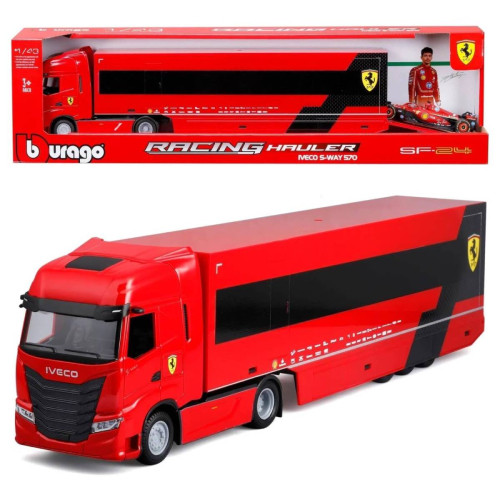 burago RACING HAULER IVECO フェラーリ SF-24 Miniatura Bburago Ferrari Caminhao Iveco S-way 570 + Sf-24 F1 2024