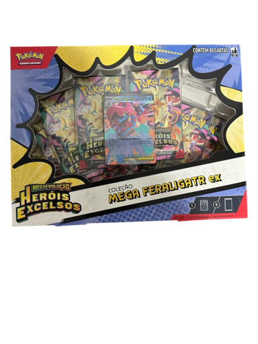 Box Mega Feraligatr Ex Mega Evolução Herois Excelsos 49 Card   # - Produto Original