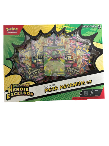 Box Mega Maganium Ex Mega Evolução Herois Excelsos 49 Cartas   # - Produto Original