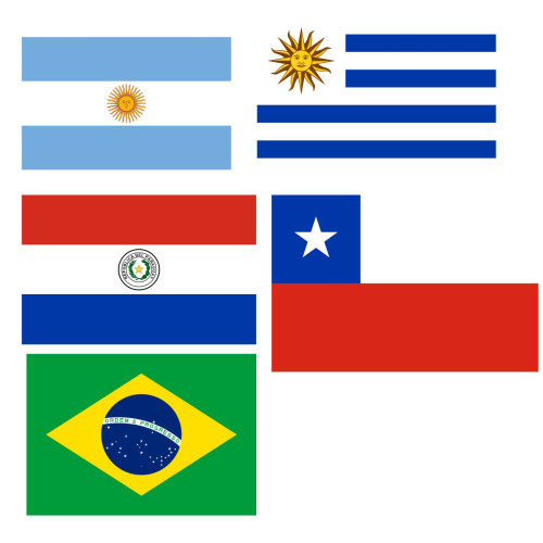 5 ímãs geladeira coleção bandeiras Brasil + Argentina + Chile + Uruguai + Paraguai-Bandeiras-