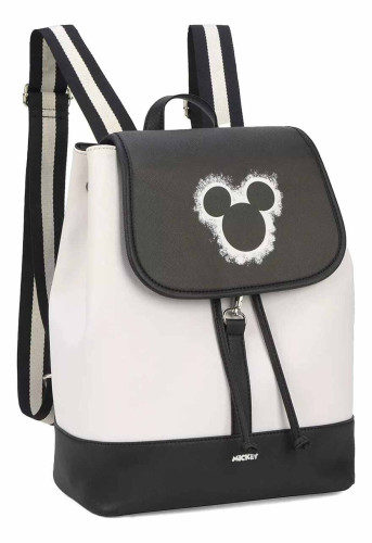 Mochila Bolsa Disney Mickey Mouse Preta e Branca Luxcel- -