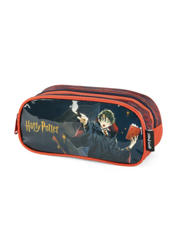Estojo 2 Divisórias Harry Potter Preto Luxcel- -